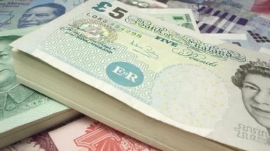 Dünyanın diğer para üst üzerinde Yuan fatura pound fatura gelen panning.