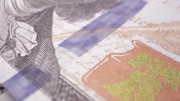 Makro Visa Panorering Över 100 Dollar Sedlar Visa Detaljerna Nära — Stockvideo