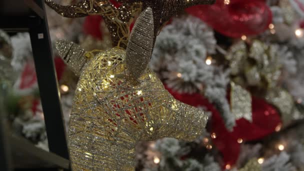 Vom Hirschdekor Bis Zum Beflockten Weihnachtsbaum — Stockvideo