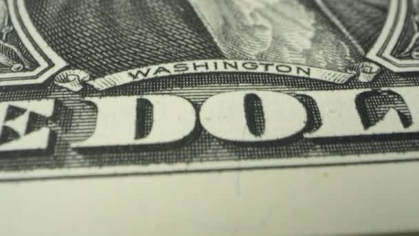 Перемещение Доллар Сша Законопроект Вверх Близкий Просмотр Джордж Вашингтон Макровидение — стоковое видео