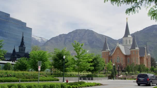 Wide View Provo City Center Temple Reflecting Skin Building Wasatch — 비디오