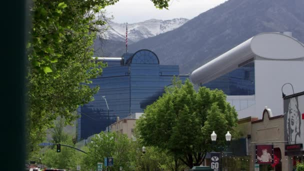 Static View Buildings Downtown Provo Utah Looking Mountains — Stock Video