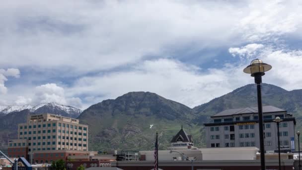 Tempo Lapso Visualização Topos Edifícios Centro Provo Utah Direção Montanhas — Vídeo de Stock