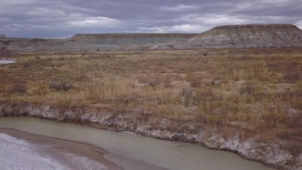 Utah Uzun Çimenlerin Hemen Üstünde Çölde Akan Nehirden Geriye Doğru — Stok video