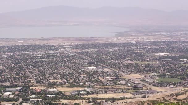 Panorering Utsikt Över Utah Valley Som Smog Fyller Luften Från — Stockvideo