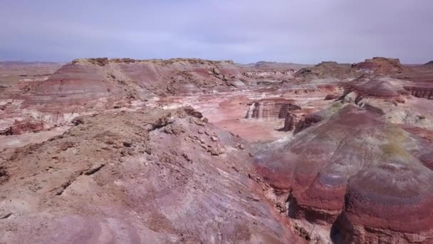 Luftaufnahme Über Farbe Wüste Gelände Ansicht Trockene Landschaft Mars Utah — Stockvideo