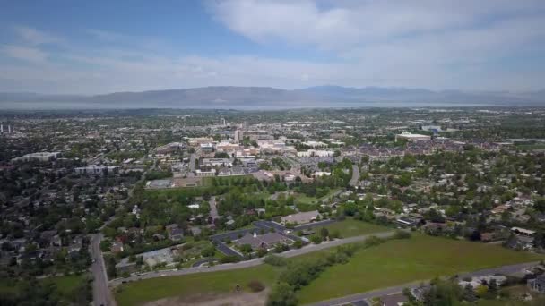 Letecký Pohled Údolí Utahu Směrem Jezero Pohled Areál Byu — Stock video