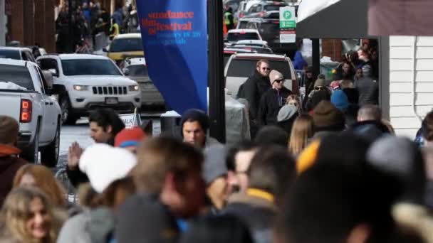 Janeiro 2018 Festival Cinema Sundance Park City Utah Pessoas Andando — Vídeo de Stock