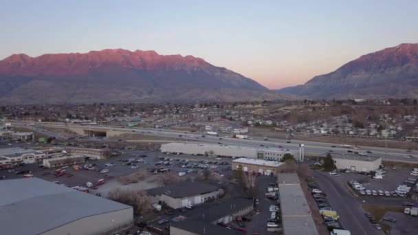 Flygvy Över Salt Lake City Vid Solnedgången Usa — Stockvideo