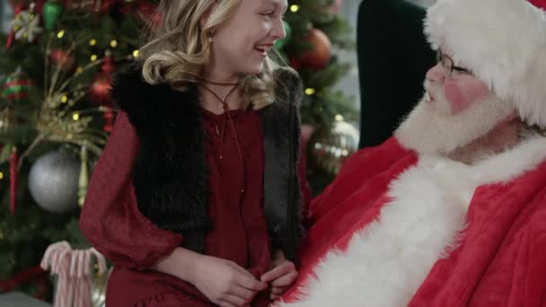 Little Girl Visiting Santa Claus — Stock Video