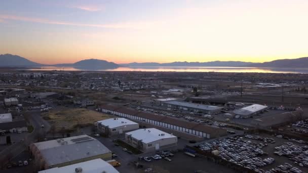 Gün Batımında Salt Lake City Nin Havadan Görünümü Abd — Stok video