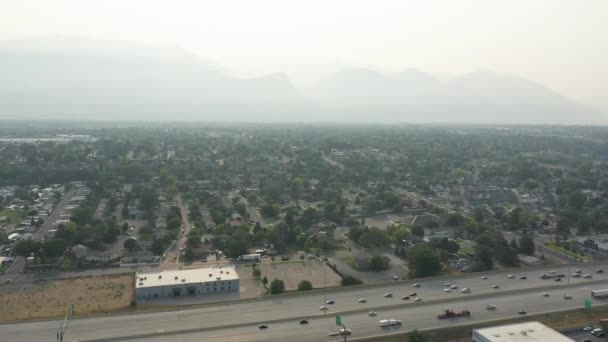 Humo Incendio Forestal California Creando Cielos Nebulosos Utah Valley Volando — Vídeos de Stock