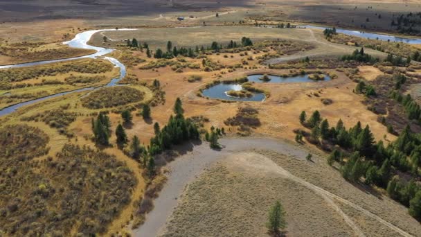 Vue Aérienne Sur Rivière Madison Serpentant Travers Paysage Montana Par — Video