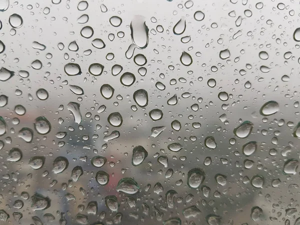 Daling Van Regen Het Raam Zien Door Stad Regen Wazig — Stockfoto