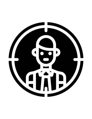 Beyaz arkaplan vektör illüstrasyonunda izole edilmiş siyah çemberdeki astronot simgesi