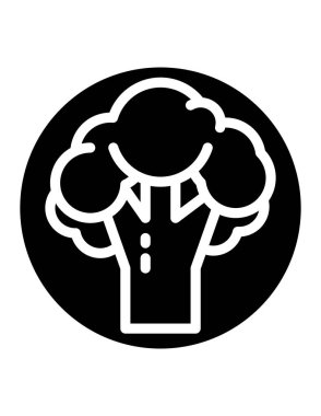 Siyah renkli brokoli simgesi beyaz arkaplanda izole edilmiş. mantar sembolü vektör çizimi