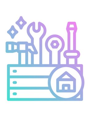 Kutu düz simgesi, vektör illüstrasyonundaki araçlar 