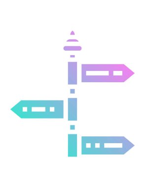 Yol işareti simgesi. yön sembolü. düz vektör illüstrasyonu