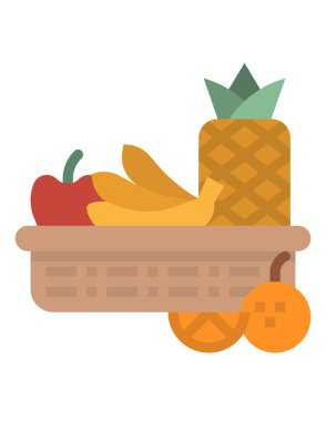 Sebze ve meyve vektör çizimi sepeti