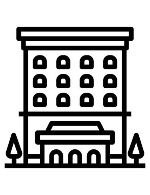 Otel binası simgesi, vektör illüstrasyonu