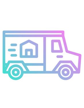 Beyaz arkaplanda kamyon dağıtımının vektör çizimi