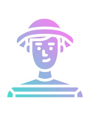 Mavi şapkalı bir kadının vektör çizimi