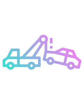 Beyaz arkaplanda araba ve vincin vektör çizimi 