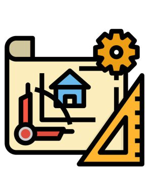 inşaat ve ofis vektör simgesi.