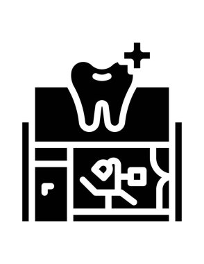 Diş sağlığı kliniği ikonu, vektör illüstrasyonu