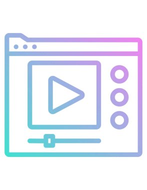 video ortam vektör simgesi. biçim iki renkli düz sembol, pürüzsüz mavi renk, yuvarlak açılar, arkaplan