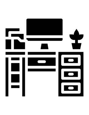 ofis masa simgesi vektör illüstrasyonu