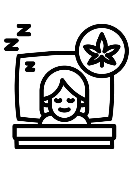 Mulher Dormindo Ícone Cama Ilustração Vetorial — Vetor de Stock
