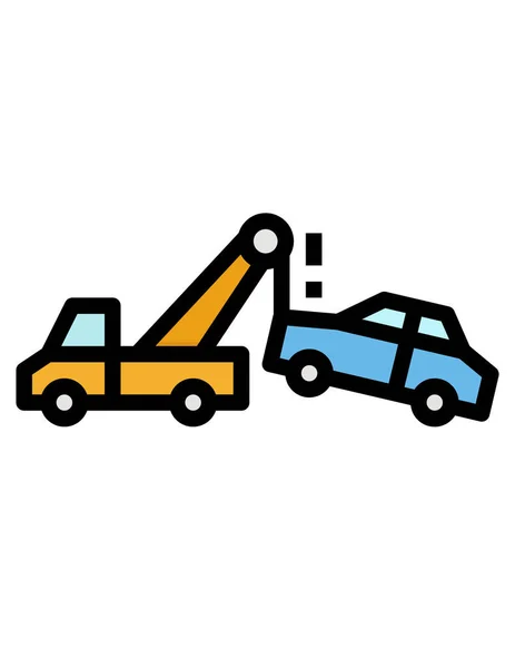 Vector Illustration Car Crane White Background — Stock Vector