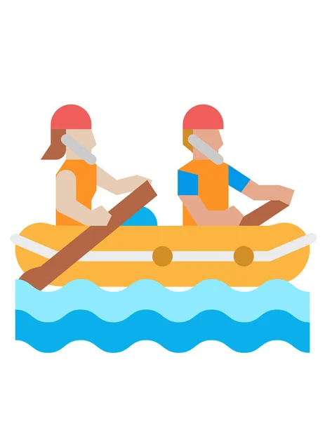 Ilustração Vetorial Pessoas Uma Canoa —  Vetores de Stock