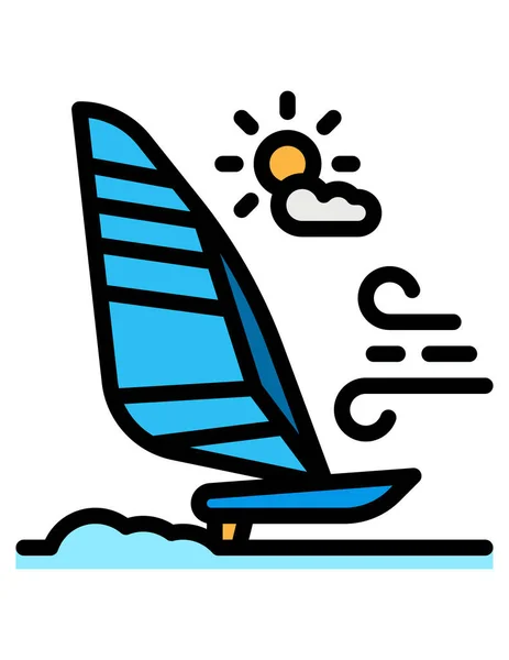 Vektor Illustration Von Windsurf Und Strand Symbol — Stockvektor