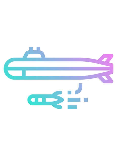 Icono Submarino Estilo Plano Aislado Sobre Fondo Blanco Símbolo Militar — Vector de stock