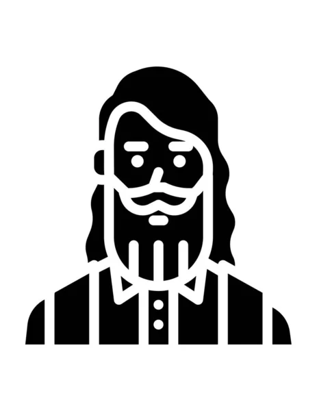 Ilustración Vectorial Blanco Negro Hombre Con Barba Máscara — Vector de stock