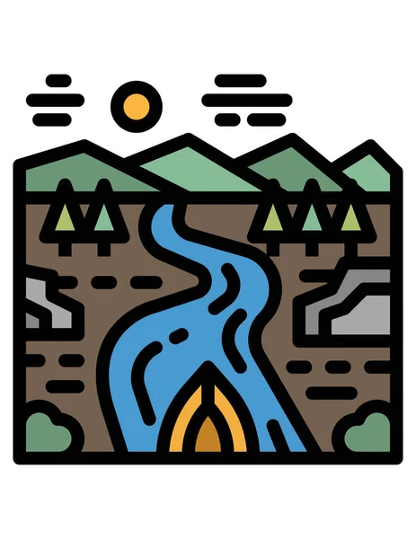 Dağlı ve nehirli dağ manzarası