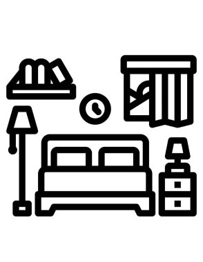 Yatak odası modern düz biçim vektör illüstrasyonu.