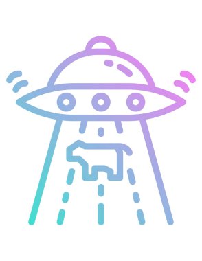 UFO vektör simgesi. biçim iki renkli düz sembol, siyah ve beyaz renkler, yuvarlak açılar, açık arkaplan