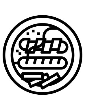 Siyah beyaz sosis ikonunun vektör çizimi 