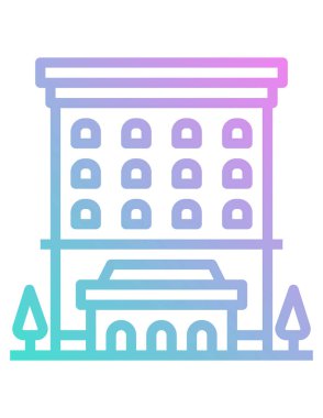 Otel binası simgesi, vektör illüstrasyonu