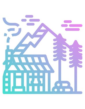 Bitkisi olan bir binanın vektör çizimi