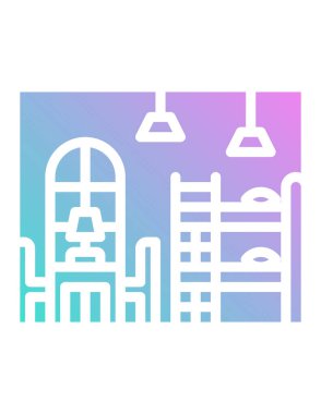 Yatak odası modern düz biçim vektör illüstrasyonu.