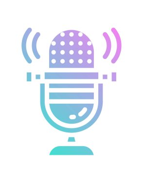 Beyaz arkaplanda mikrofon vektör çizimi 