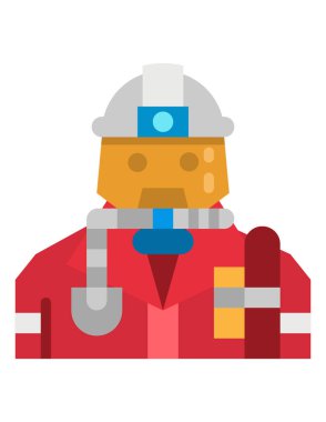 Beyaz arka planda izole edilmiş, düz stil bir robot itfaiyeci ikonu. inşaat sembolü çizimi 