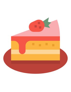 beyaz arkaplanda düz pasta vektör simgesi 