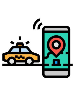 Beyaz arkaplanda taksi arabasının vektör çizimi