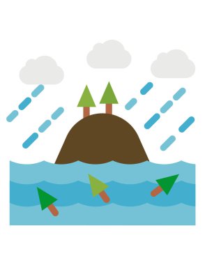 Dağlı ve ağaçlı dağ manzarasının vektör çizimi