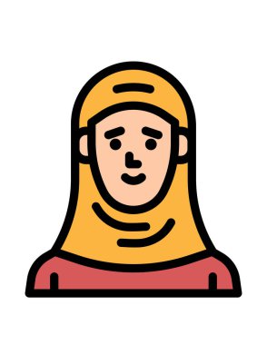 kadın yüz ikonu izometrik çizgi film stili vektör çiziminde